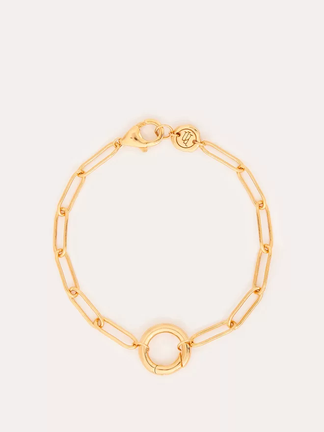 top view of a Paperlink Chain gold Bracelet.