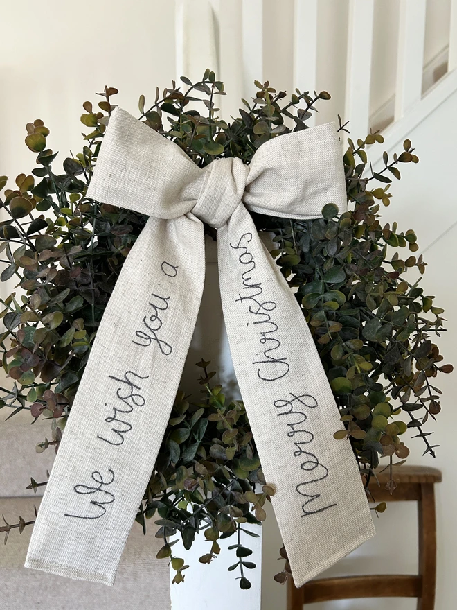 Christmas wreath bow personalised