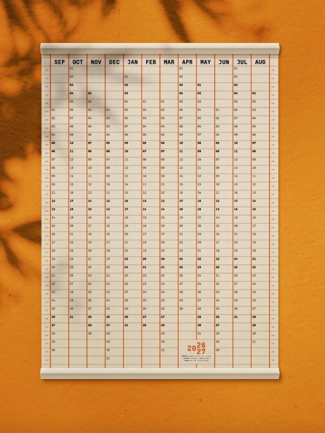 Squared Academic Planner. A planner for the 2026-27 academic year in orange.