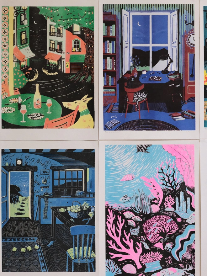 A selection of risograph prints