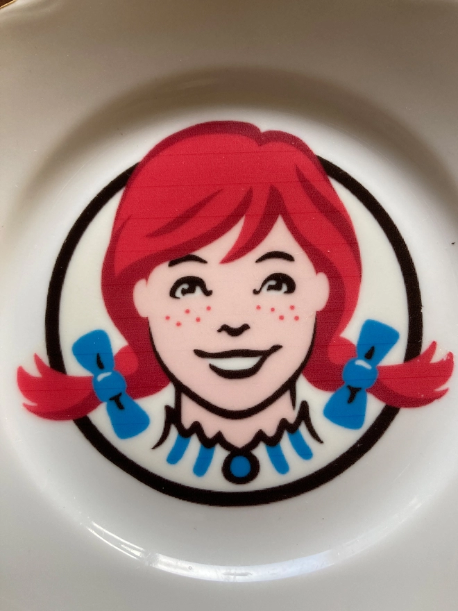 Vintage plate, haus of Lucy, Wendy's, Wendy's plate, hand printed plate, vintage Wendy's plate, original, one-off, art, gift, present, fast food