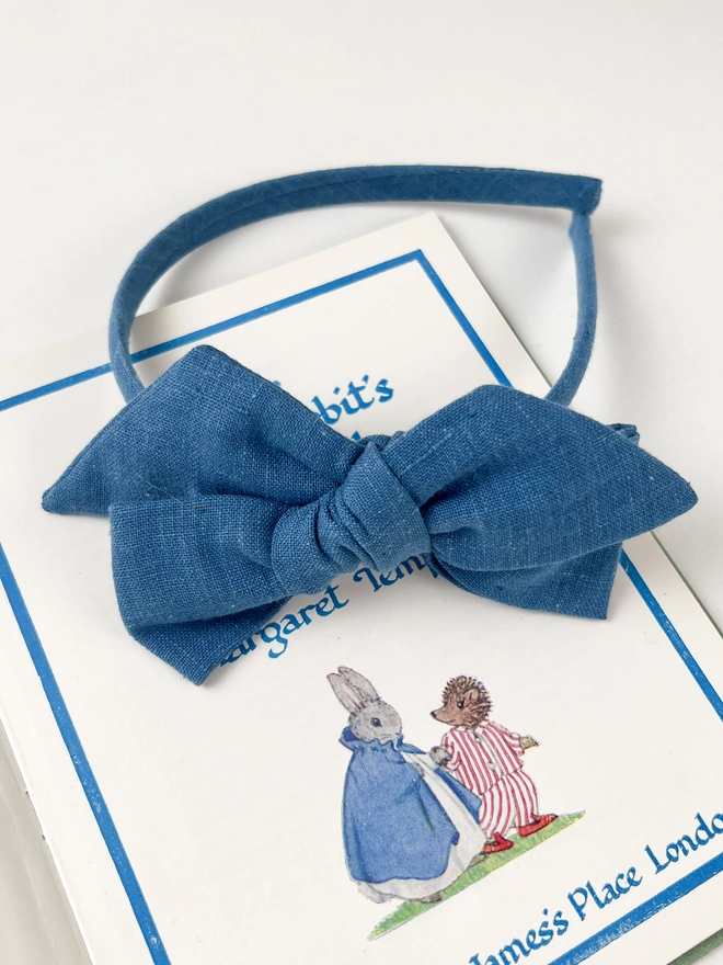 Girls hairband handmade from blue indian cotton