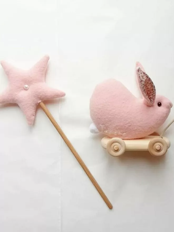 Pull along rabbit and star wand