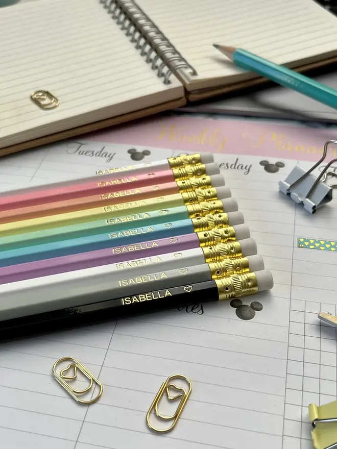 Personalised Pastel Graphite HB Pencils (Set Of 10)