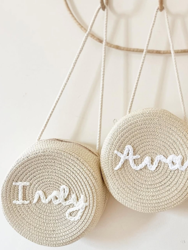 Personalised Rattan Bag And Straw Hat Set