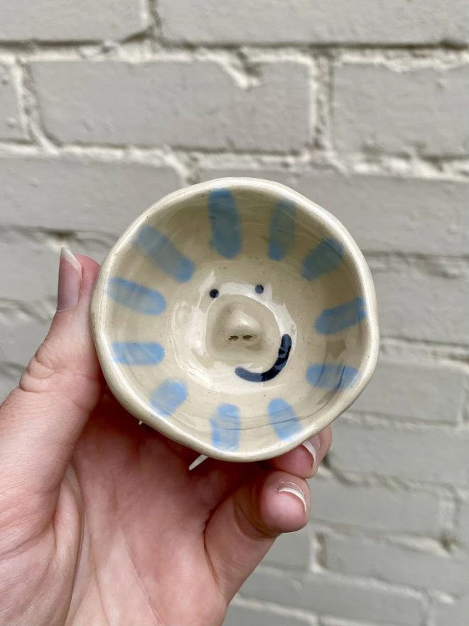 blue stripe trinket bowl