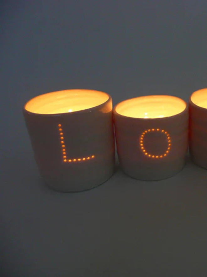 love letters mini porcelain tealight set