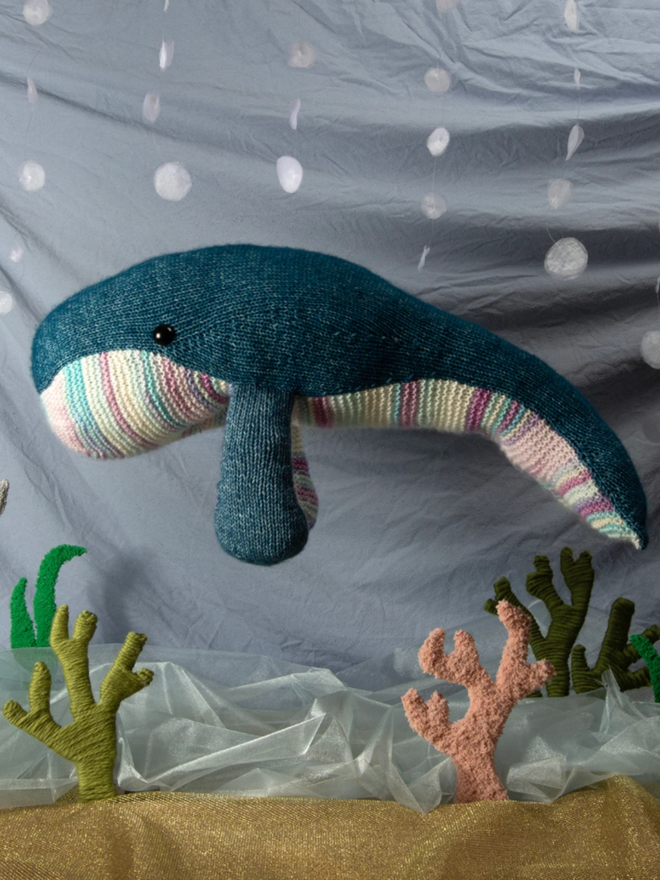 Whale Knitting Kit. A large knitted whale.