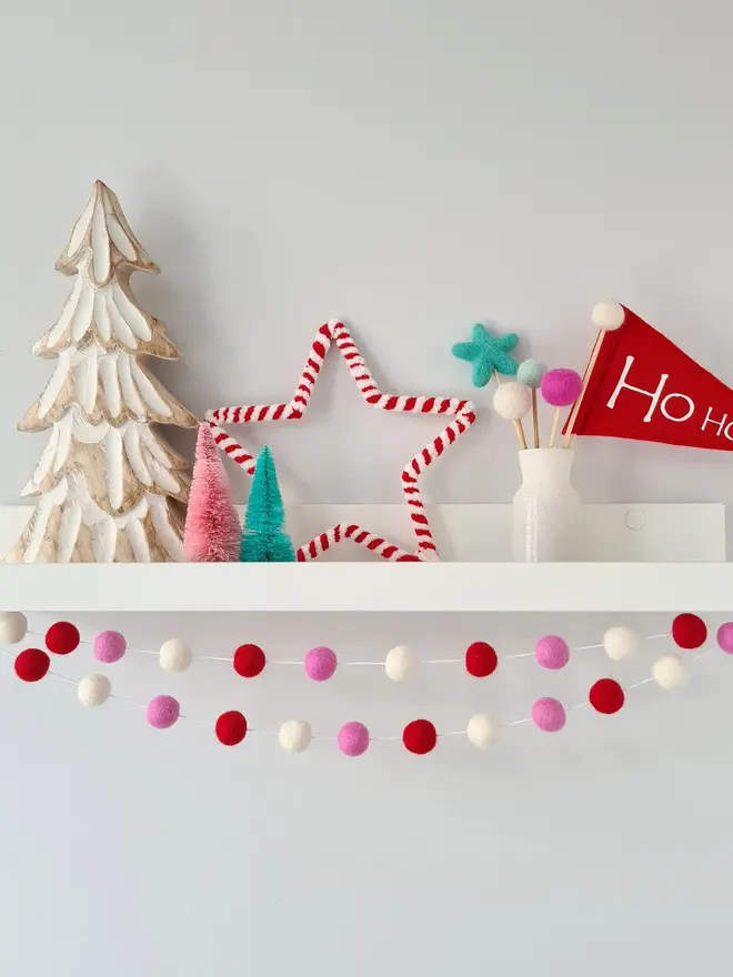 Pink Christmas Decor Felt Garland