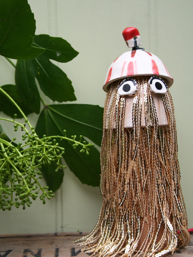 disco, Christmas, tree, topper, decoration, gold, creature, cute, festive, star