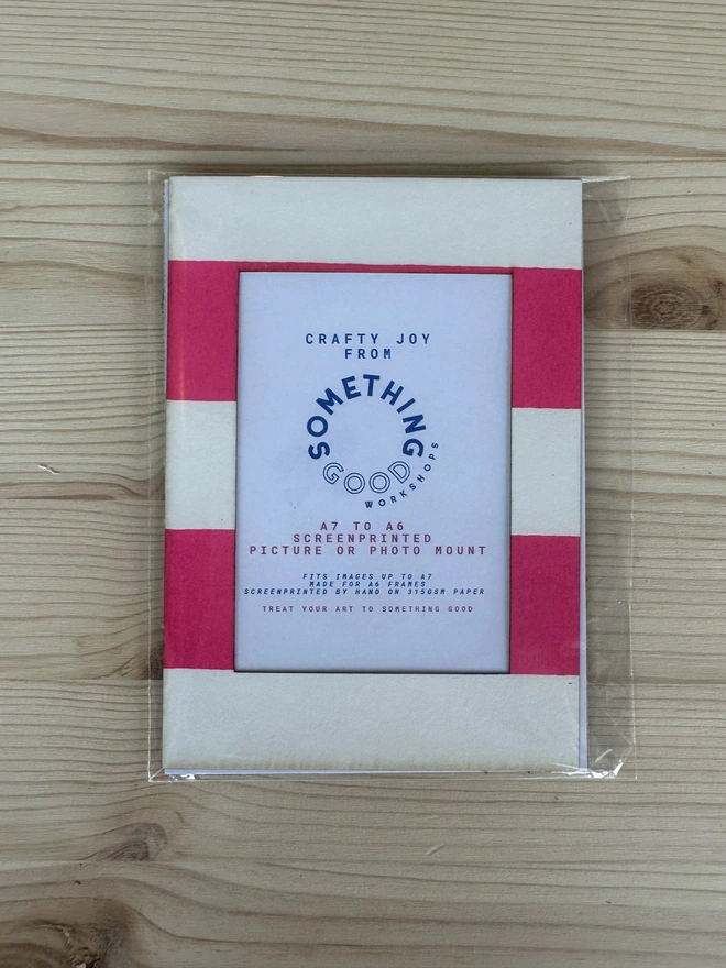 Screenprinted Picture Mount with Thick Pink Stripes