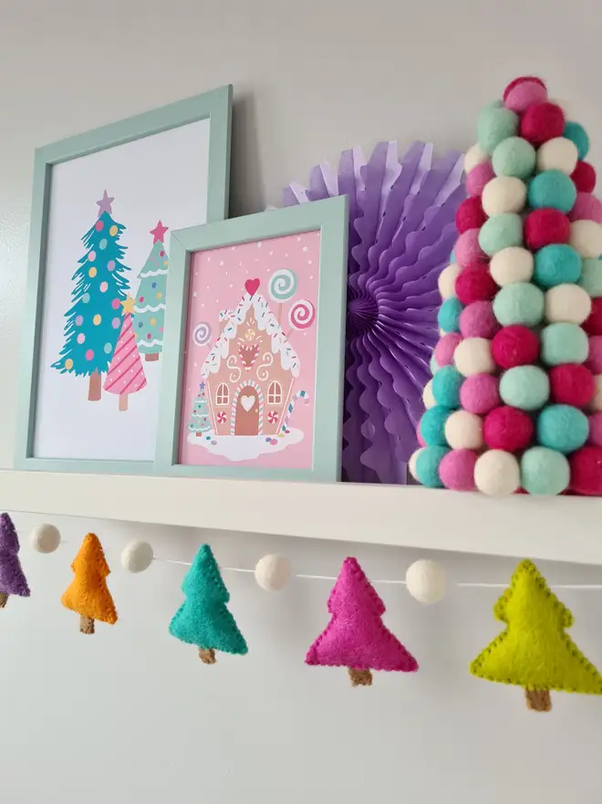 Felt Rainbow Christmas Tree Garland
