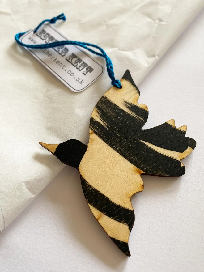 Handpainted wooden bird decoration by Esther Kent