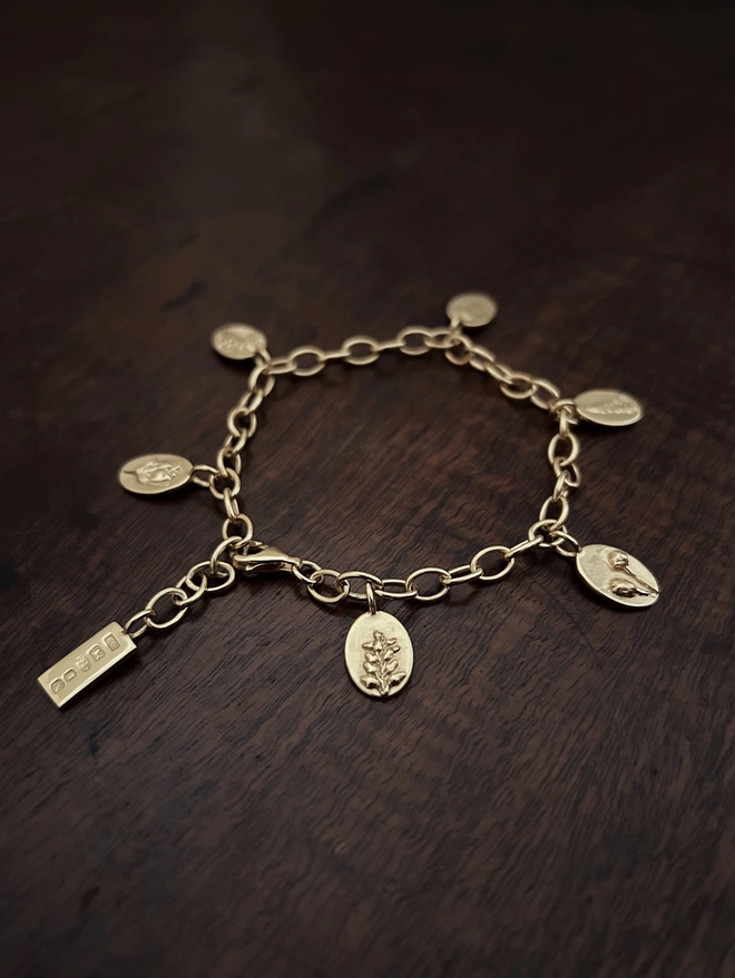 Gold Six Charm Bracelet