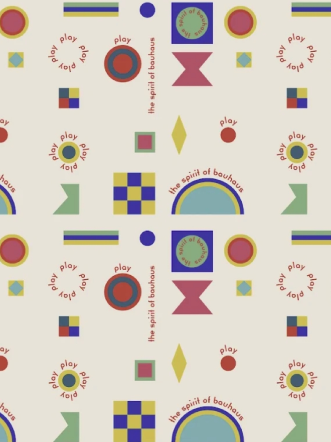 Bauhaus Play Muslin. A muslin with geometric pattern.