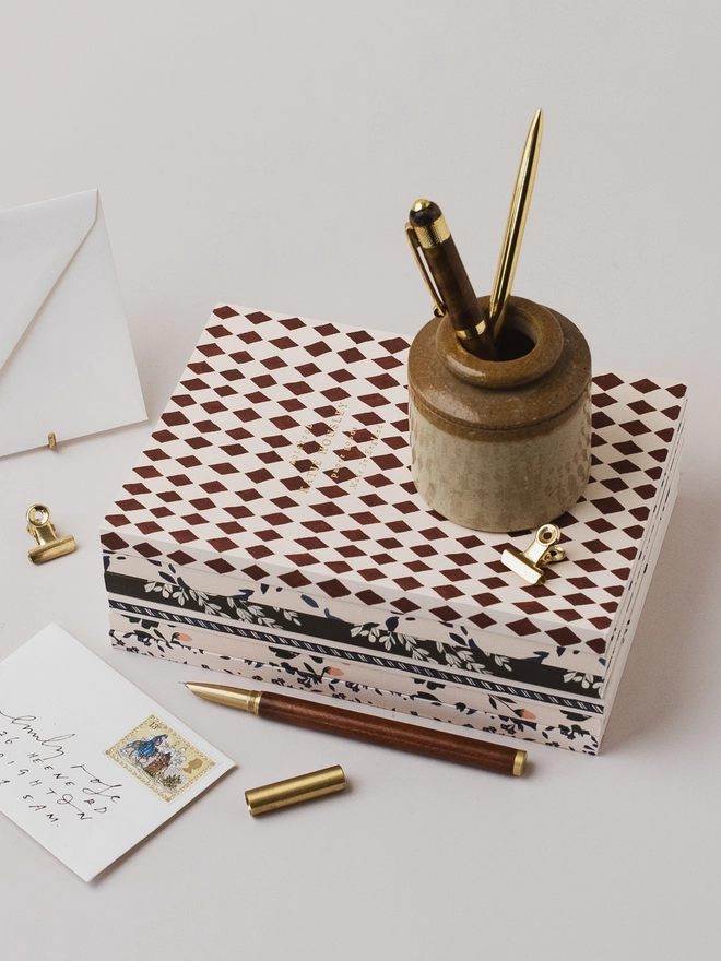 Red harlequin notebook