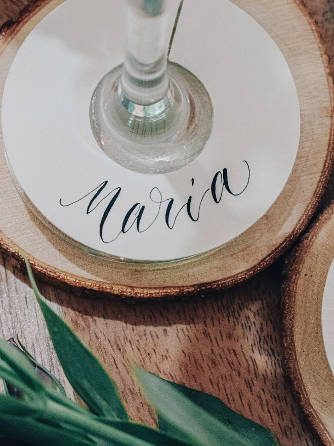Champagne Glass Name Setting Calligraphy