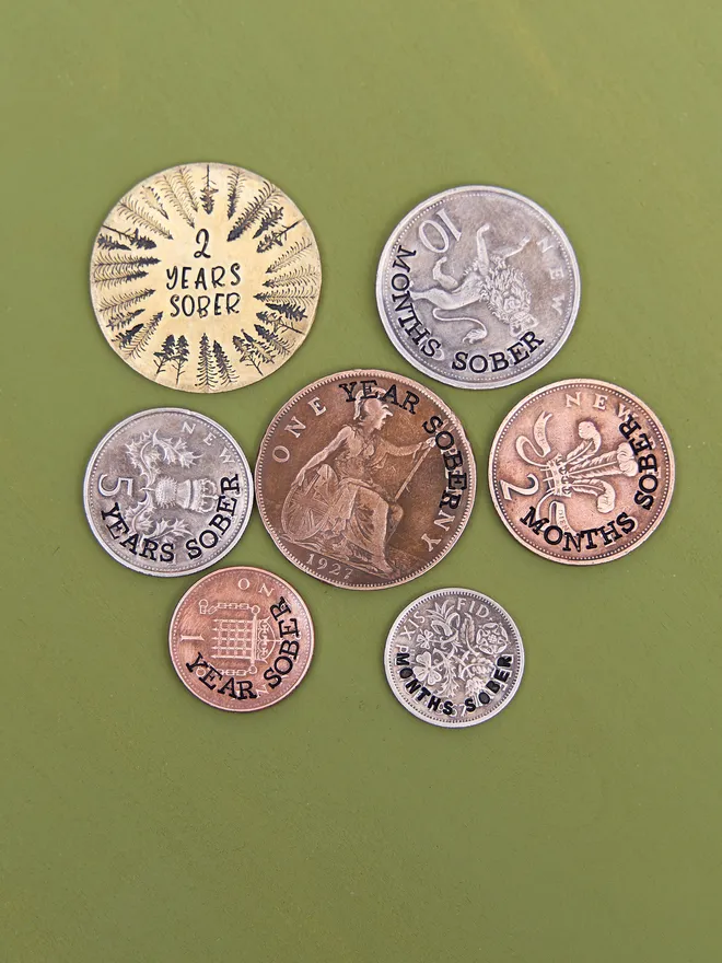 Years Sober Sobriety Stamped Coin