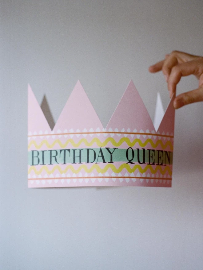 Birthday Queen Party Hat Card