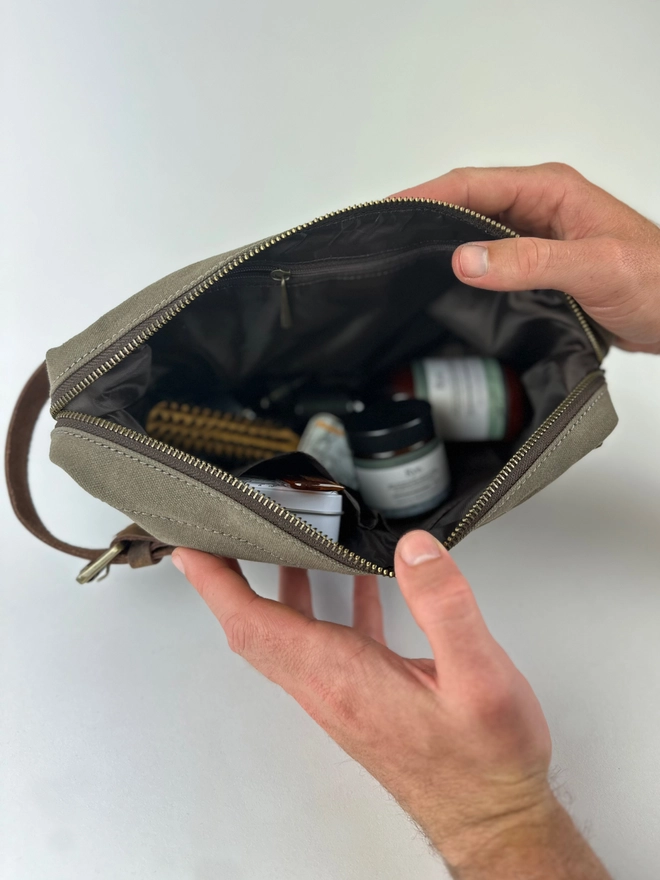 mens wash bag canvas leather