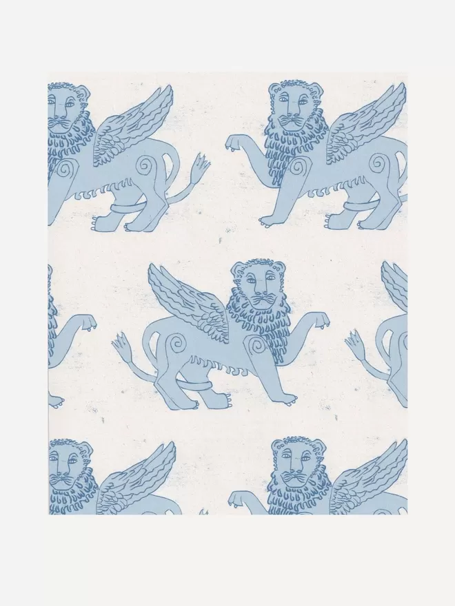 Winged Lion Blue  wallpaper