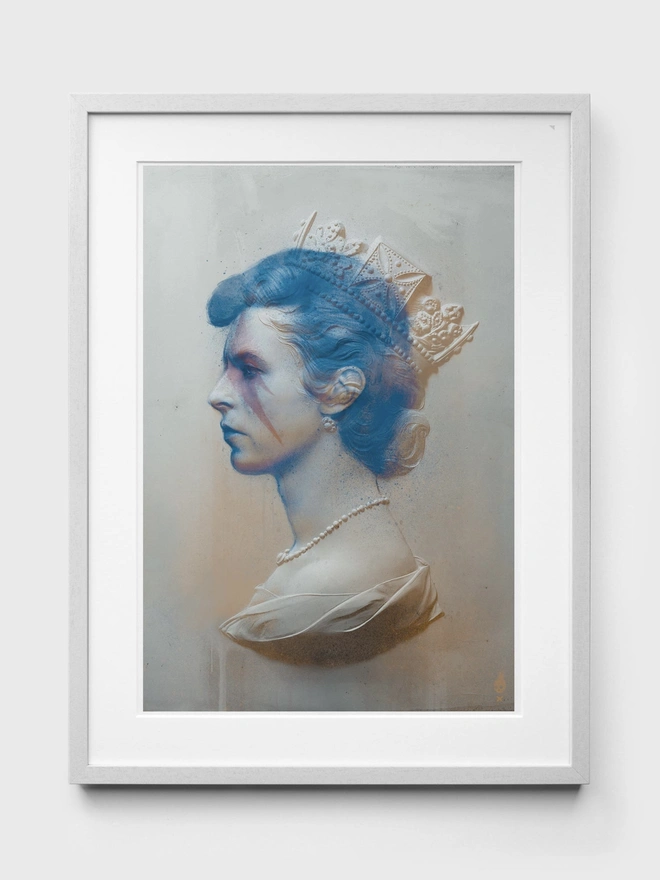 David Bowie Turquoise - White Frame