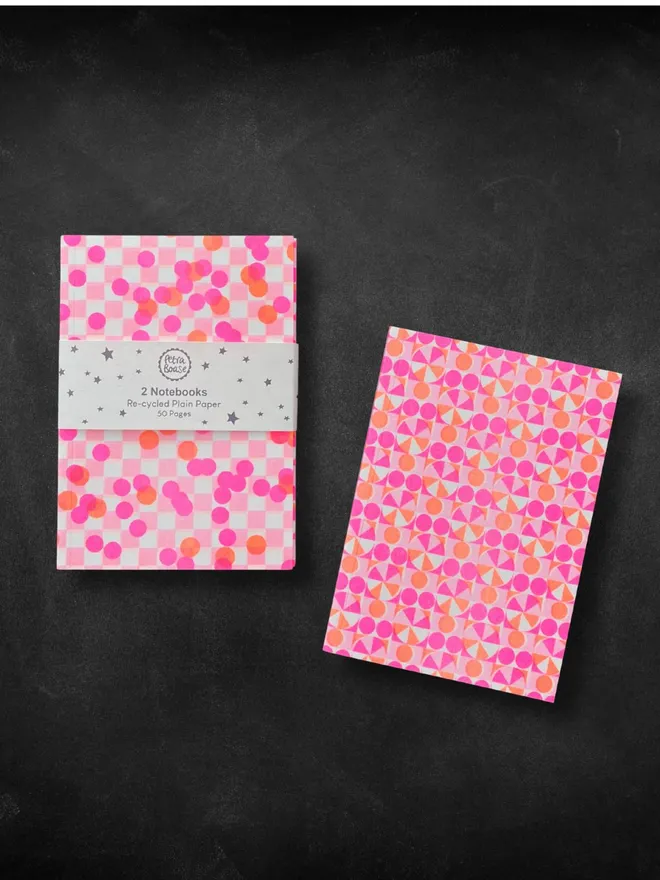 A6 Pocket Notebooks Plain with risograph printed pattern covers