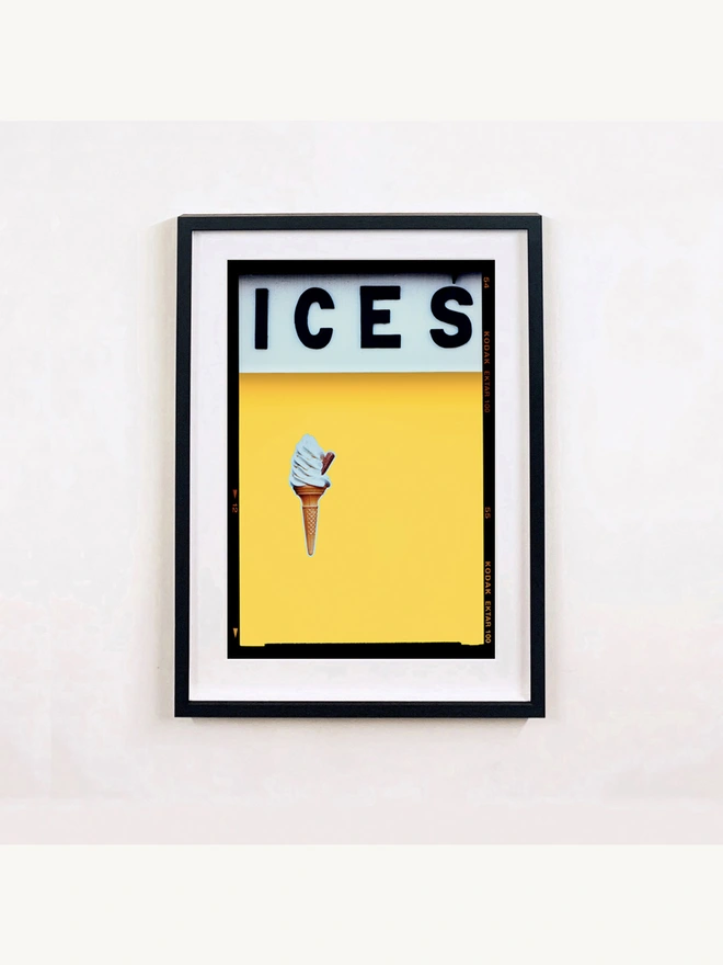 ICES Yellow Pop Art Photography Print Framed in Black