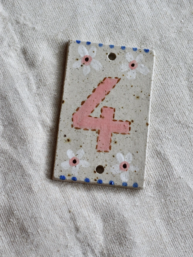 ceramic house number floral