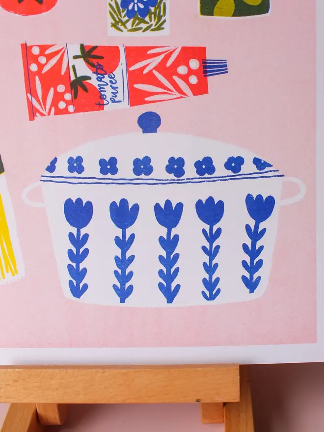 A4 Pasta Ingredients Risograph Print