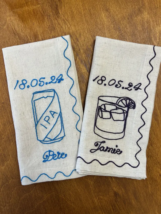IPA and spirit mixer embroidered couples cocktail set