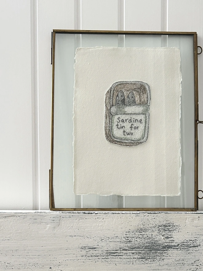 Sardine Tin For Two Embroidered Artwork