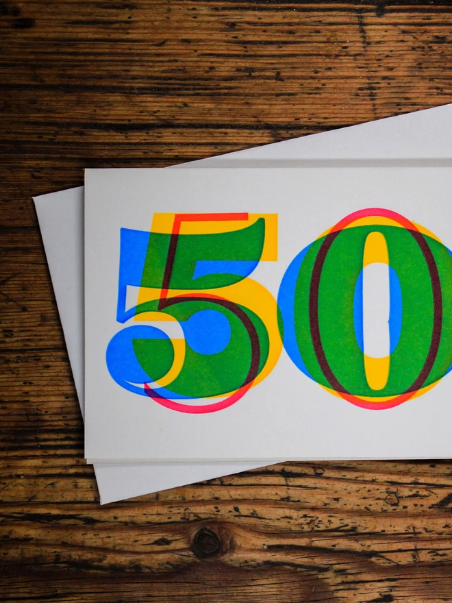 50th Birthday Typographic Letterpress Card