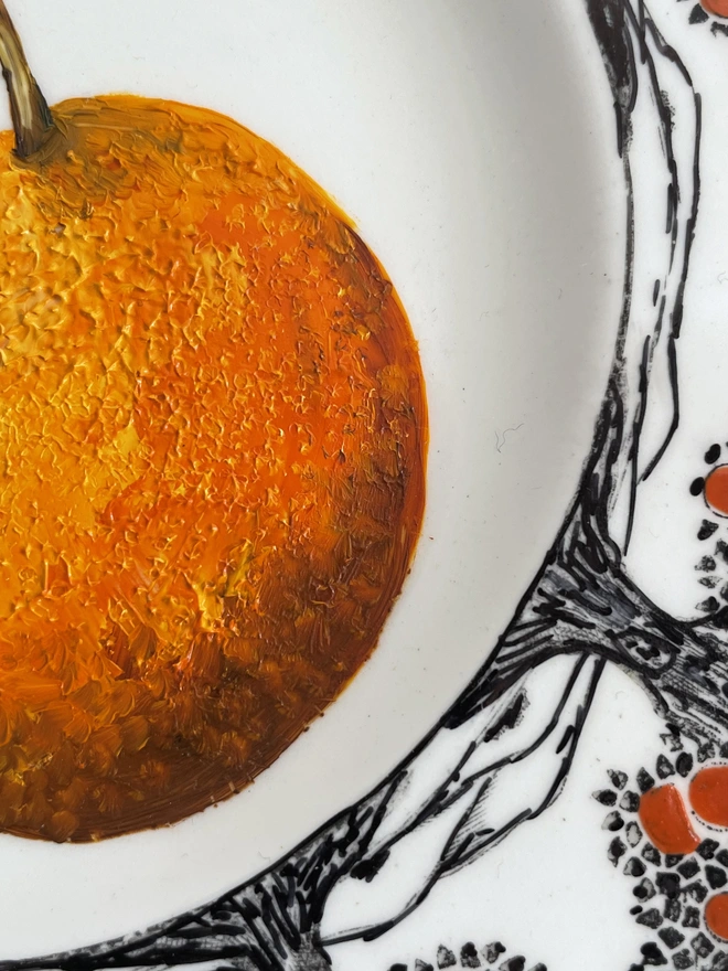 Detail Mandarin Painting On Art Deco Tea Plate