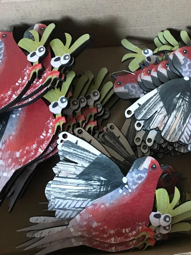 Illustrated Robin decorations in piles 