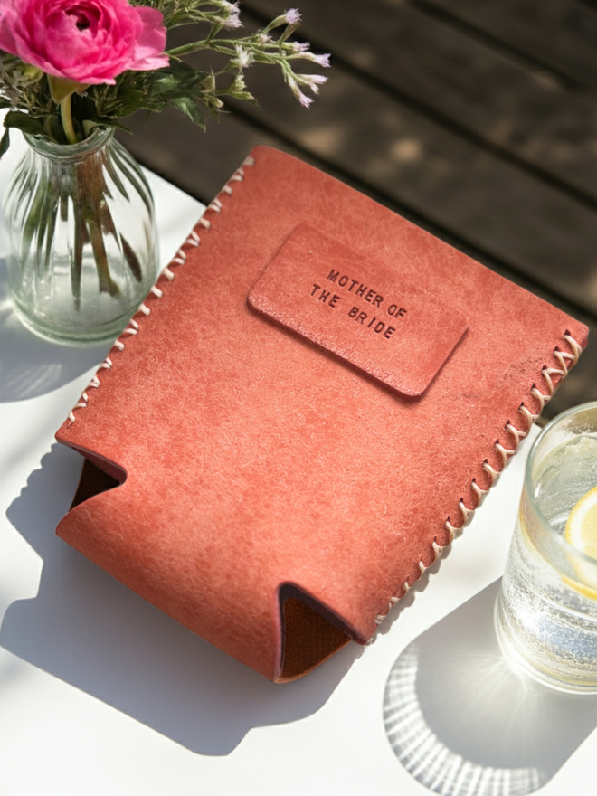 mother of the bride leather can holder