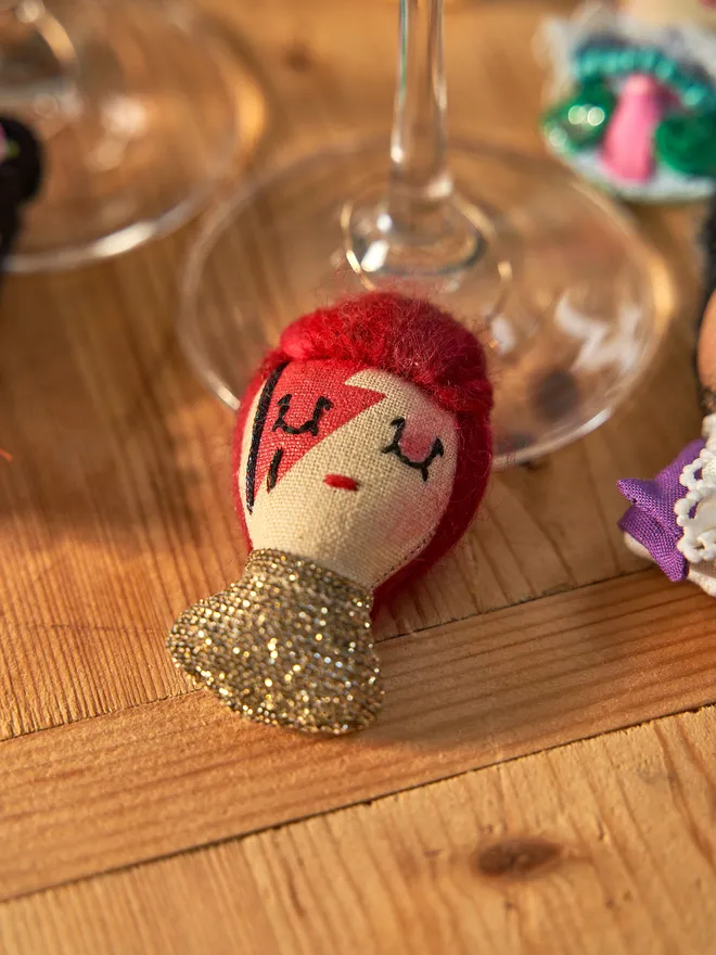 David Bowie wine glass charm