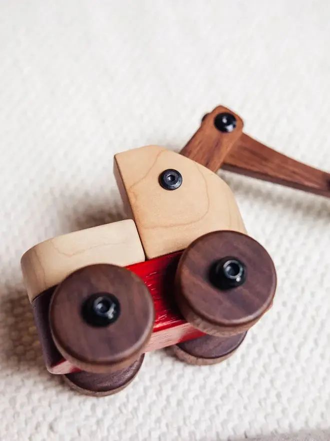 Walnut & Padauk Excavator Wood Heirloom Toy