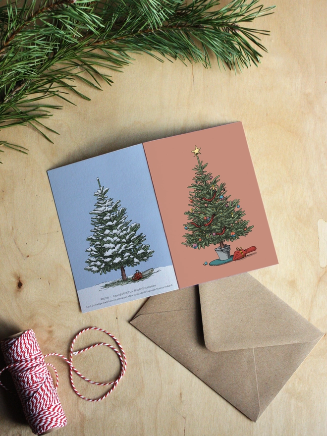 christmas tree illustrated christmas card