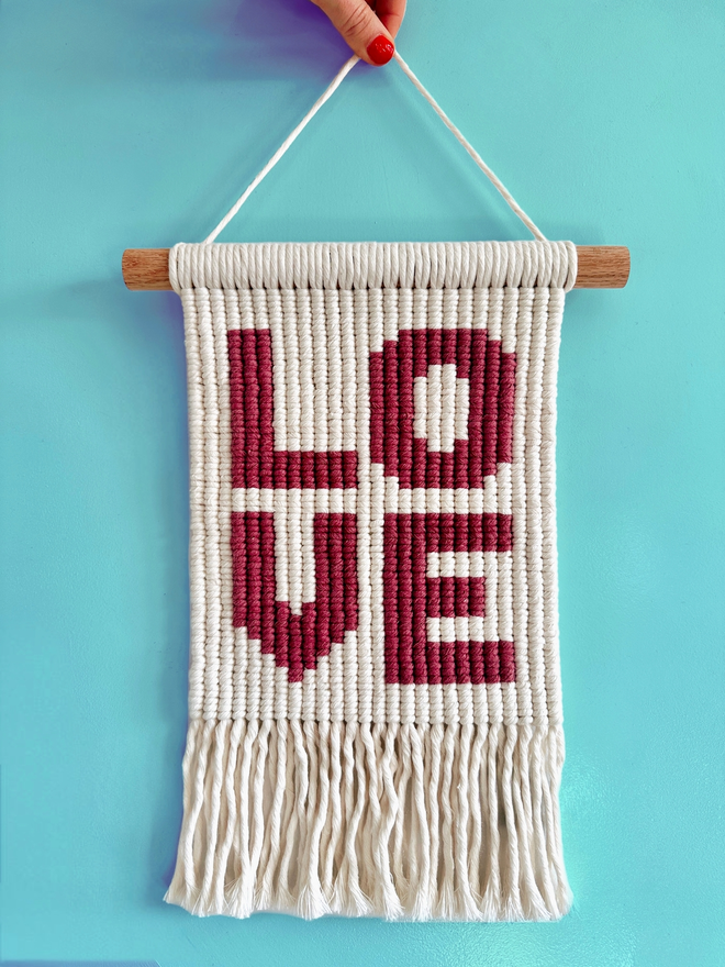 LOVE wall hanging in neutral and blush pink