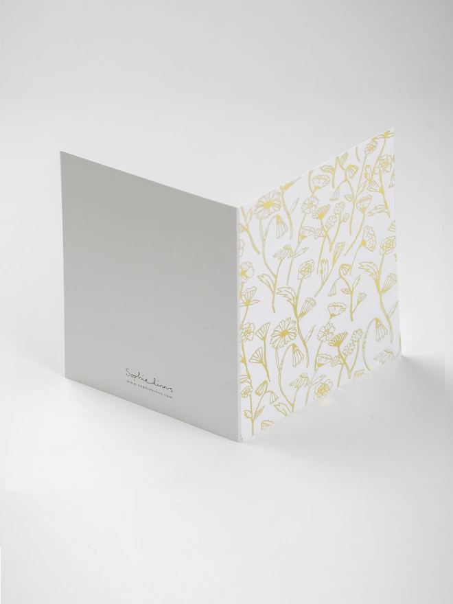  Gold Flower Hot foiled card design. Freestanding