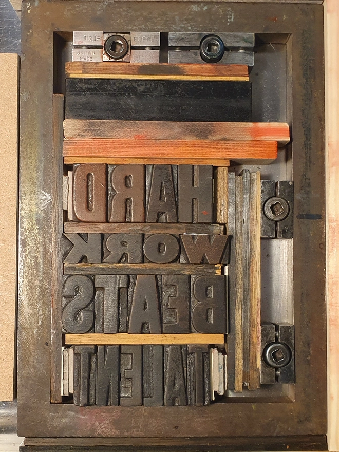 Handmade A5 Letterpress print with motivational saying