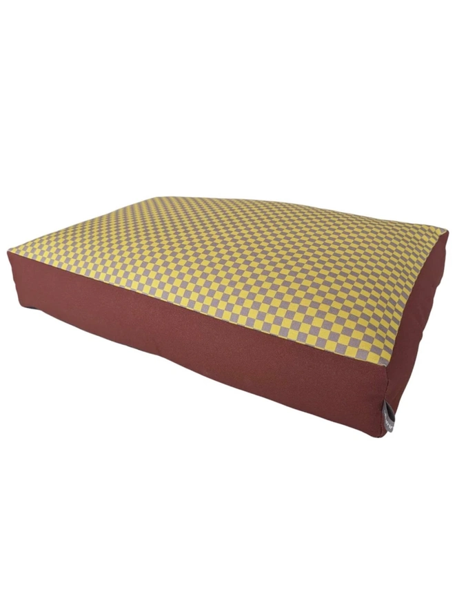  Printed Cotton Patterned Dog Bed, a patterned dog bed sitting on a white surface. 