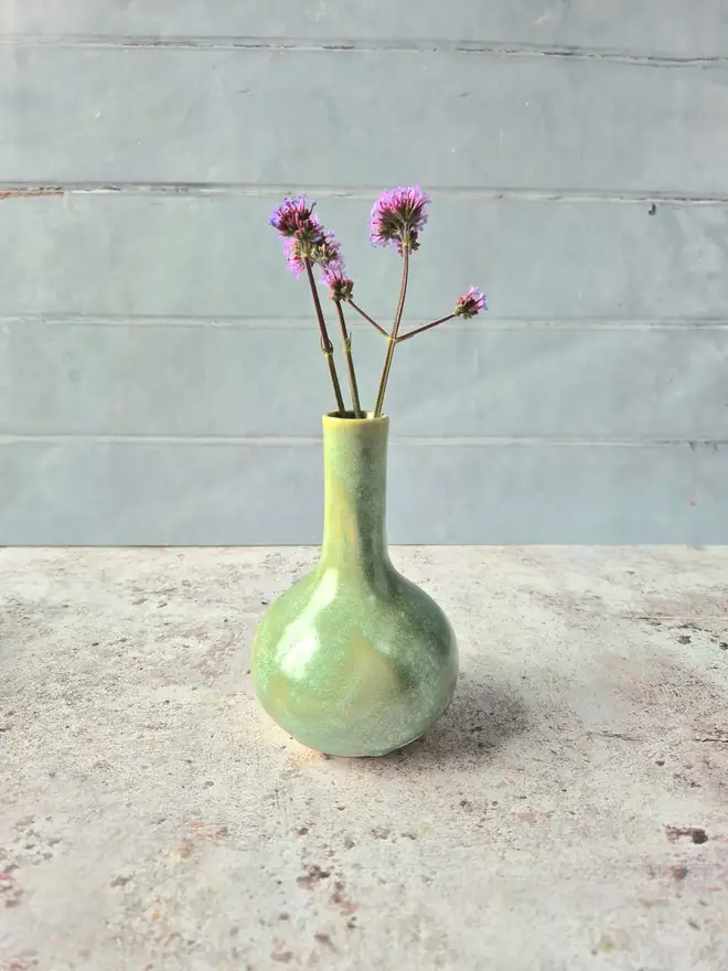 ceramic bud vase, ceramic vase, small pottery vase, gift vase, gift for new house, gift for friend, gift for wife, green vase, Jenny Hopps Pottery