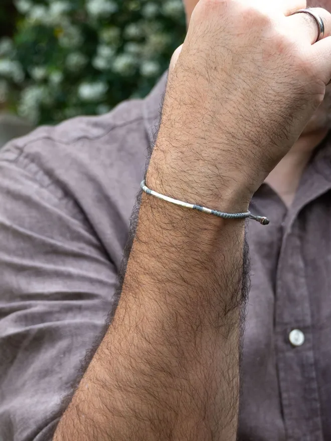 silver men bracelet