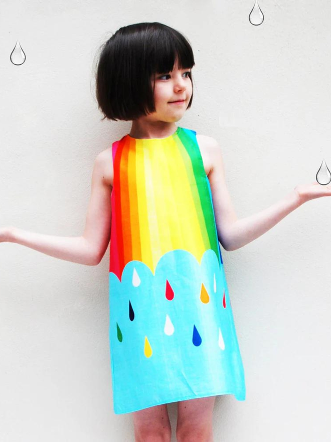 rainbow girls party dress