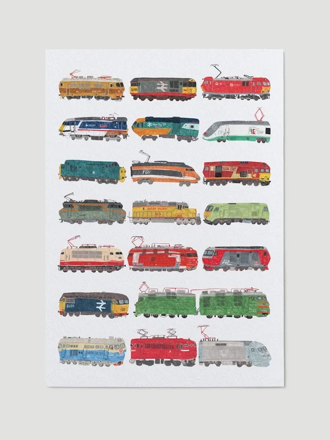 Vintage Trains Print