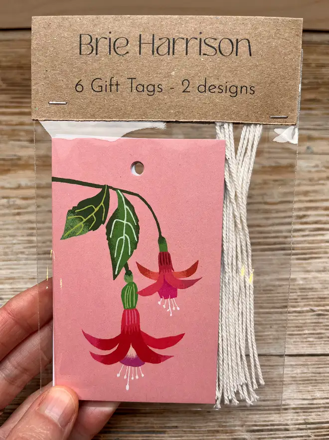illustrated fuchsia gift tags