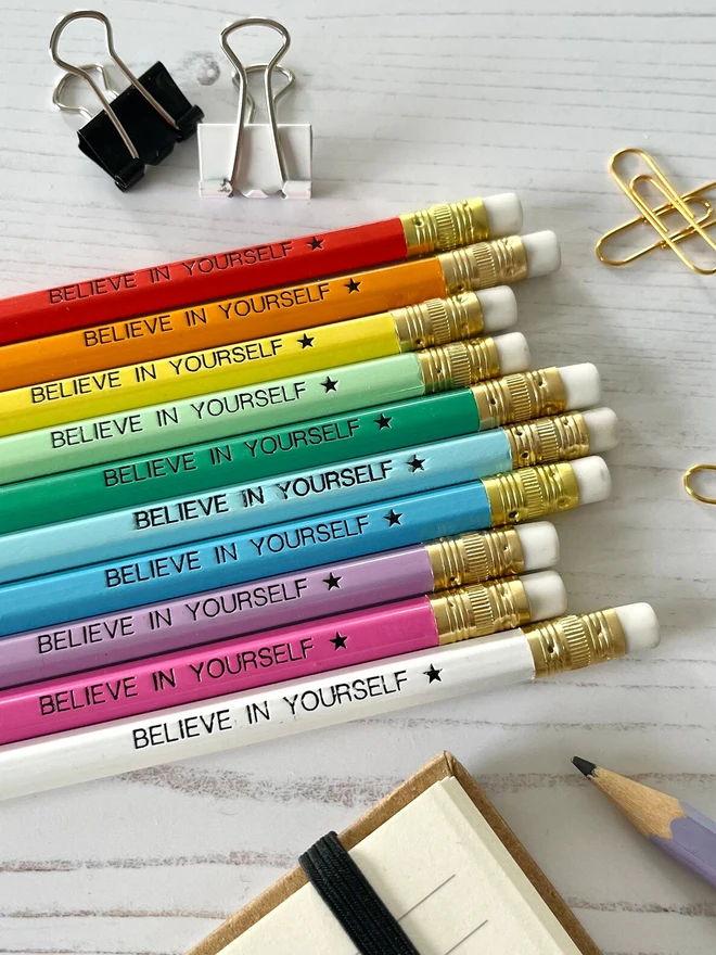'Believe In Yourself' Pencils (Set Of 5 Or 10)