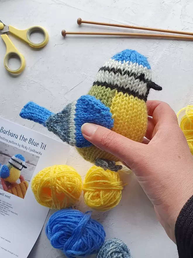 blue tit knitting kit